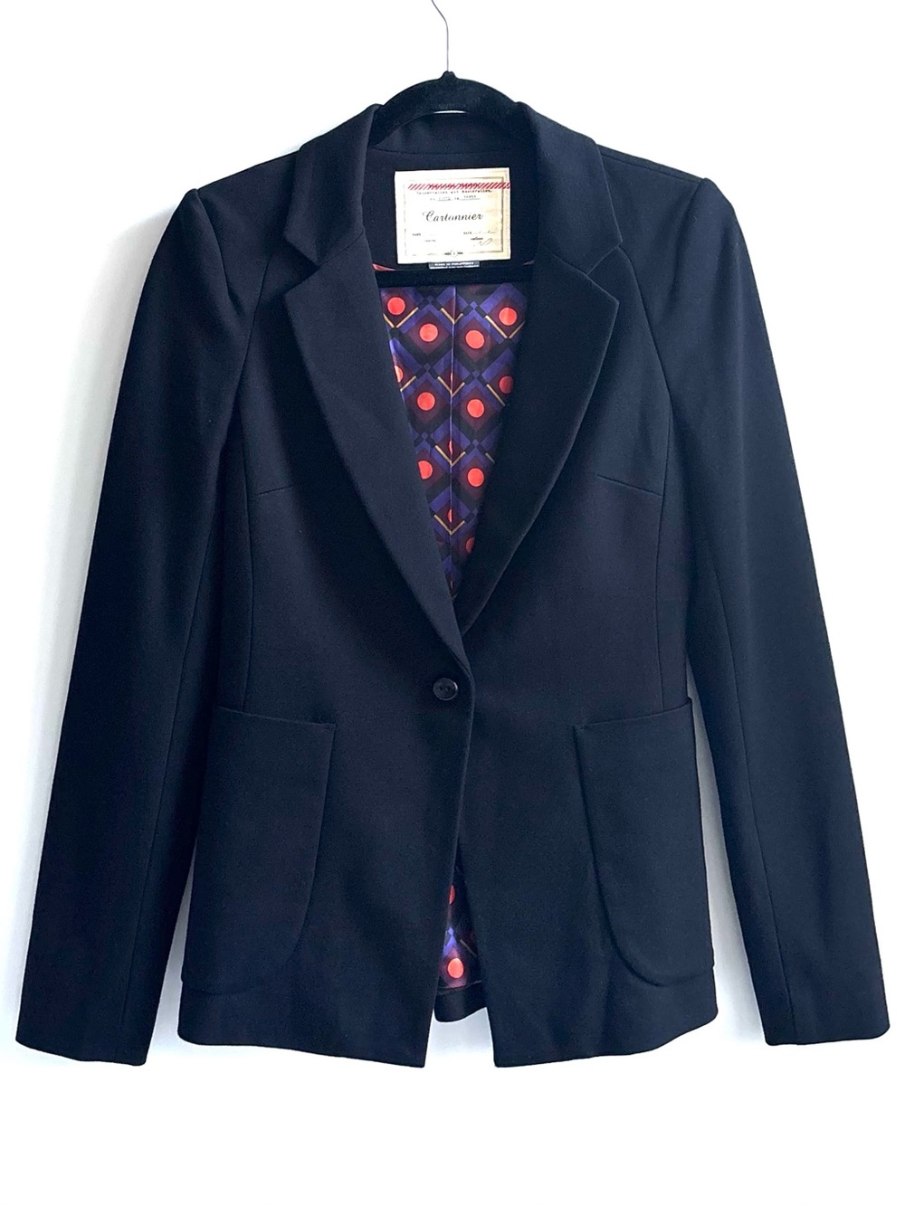 Cartonnier Anthropologie Blazer Single Breasted Button Lined Black Size 4